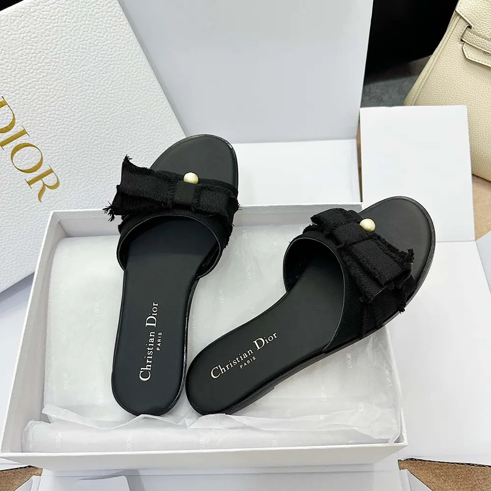 Dior Women Adiorable Slide Black Fringed Grosgrain - image 6