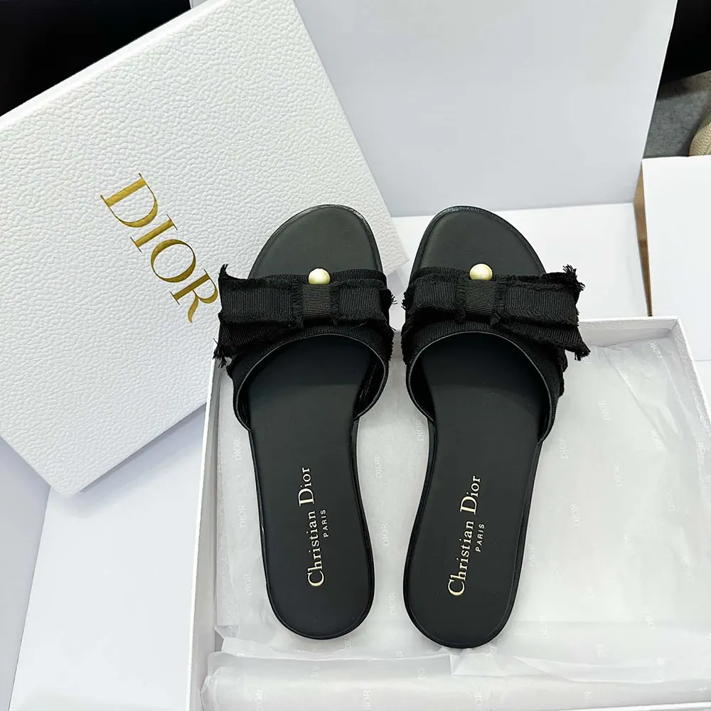 Dior Women Adiorable Slide Black Fringed Grosgrain - image 4