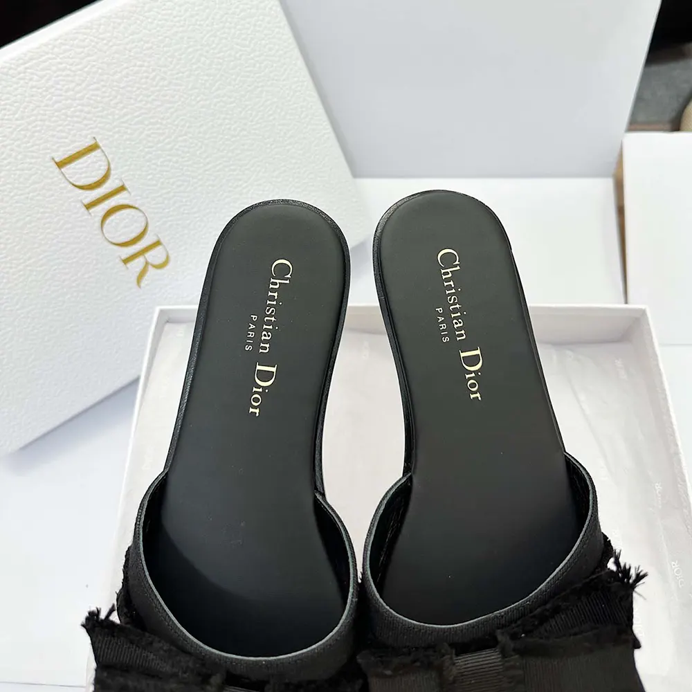 Dior Women Adiorable Slide Black Fringed Grosgrain - image 8