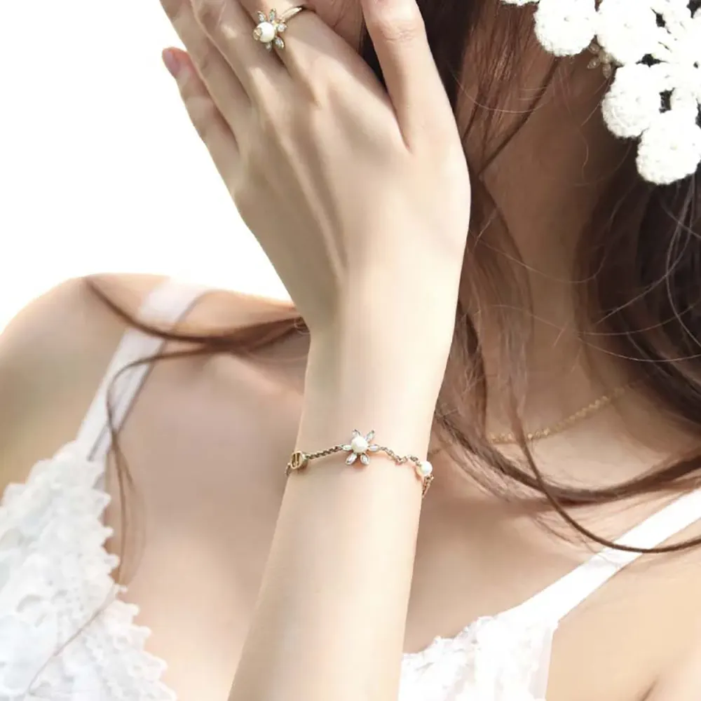 Dior Women Bloom in Dior Bracelet Gold-Finish Metal with White Resin Pearls and Silver-Tone Crystals - image 9