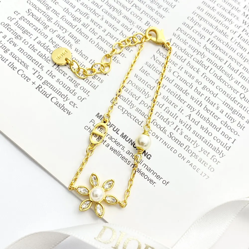 Dior Women Bloom in Dior Bracelet Gold-Finish Metal with White Resin Pearls and Silver-Tone Crystals - image 5