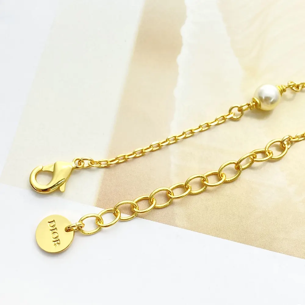 Dior Women Bloom in Dior Bracelet Gold-Finish Metal with White Resin Pearls and Silver-Tone Crystals - image 8