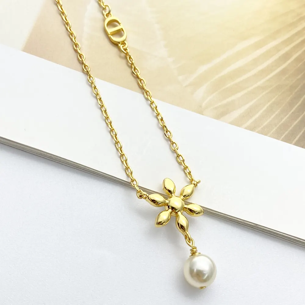 Dior Women Bloom in Dior Necklace Gold-Finish Metal with White Resin Pearls and Silver-Tone Crystals - image 5