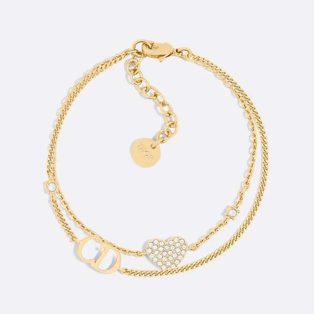 Close-up of Dior Women Clair D Lune Bracelet gold finish and crystals