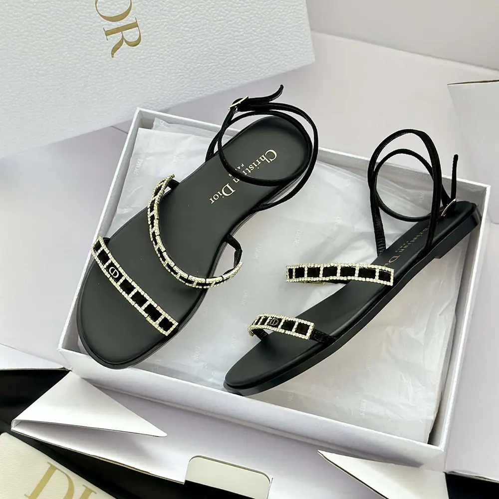 Dior Women Diorissime Sandal Black Suede Goatskin and Silver-Tone Strass - image 10