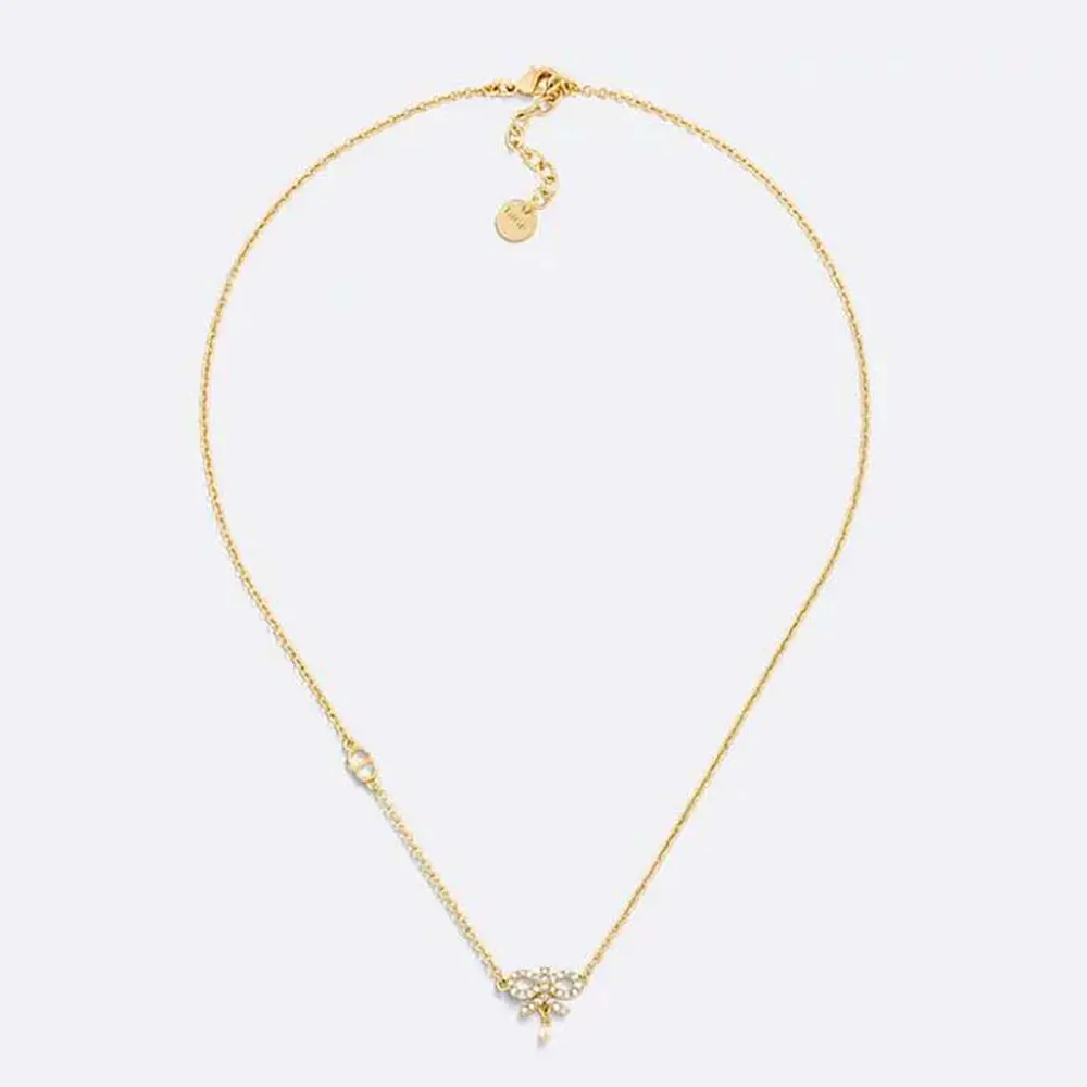 Front view of Dior Women Le Nœud de Dior Necklace with pearl detail