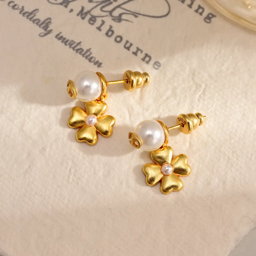 Dior Women Lucky Dior Earrings Gold-Finish Metal and White Resin Pearls - image 6