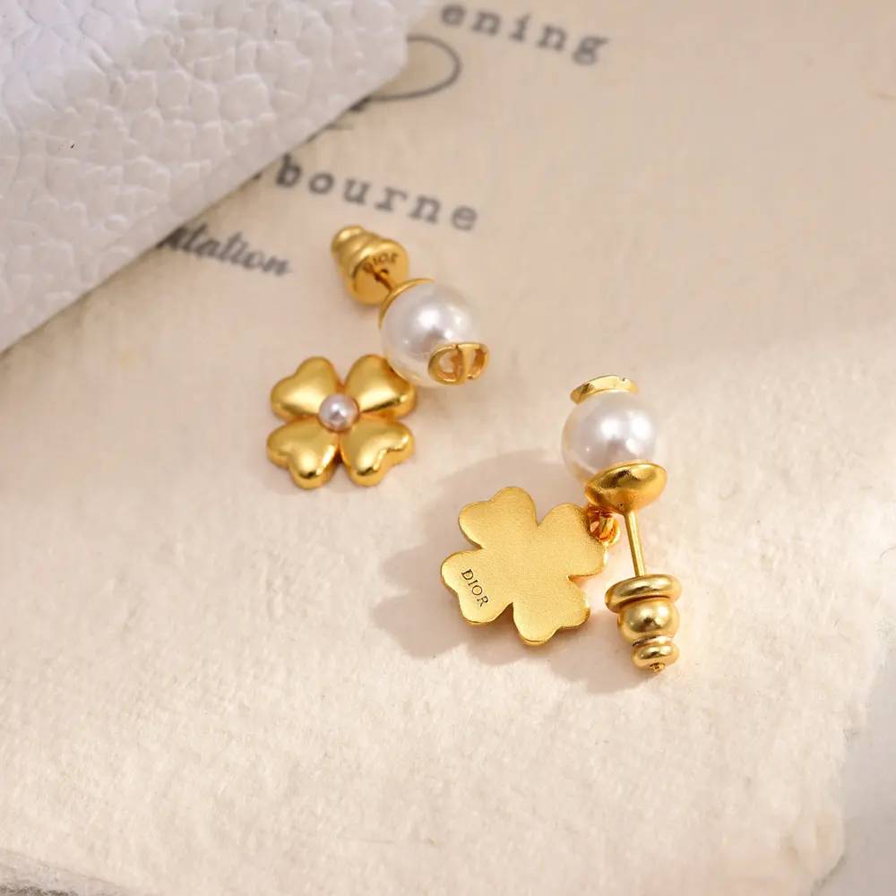 Dior Women Lucky Dior Earrings Gold-Finish Metal and White Resin Pearls - image 5