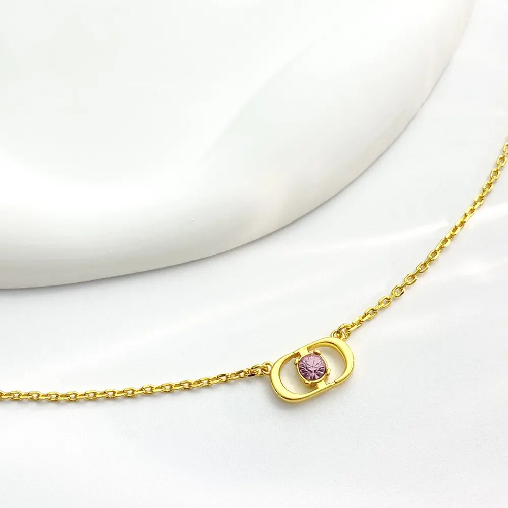 Dior Women Petit CD Jolie Necklace Gold-Finish Metal with Pink Crystal - image 7