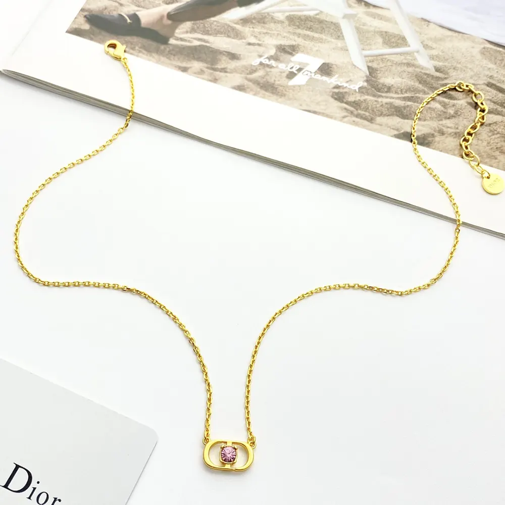 Dior Women Petit CD Jolie Necklace Gold-Finish Metal with Pink Crystal - image 5