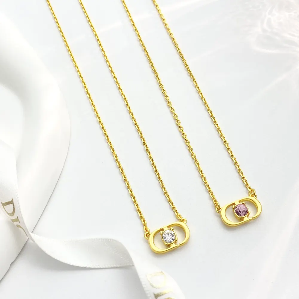 Dior Women Petit CD Jolie Necklace Gold-Finish Metal with Pink Crystal - image 8