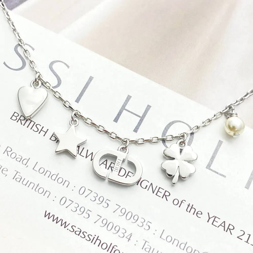 Dior Women Petit CD Lucky Charms Bracelet Silver-Finish Metal with White Resin Pearl and Silver-Tone Crystals - image 6