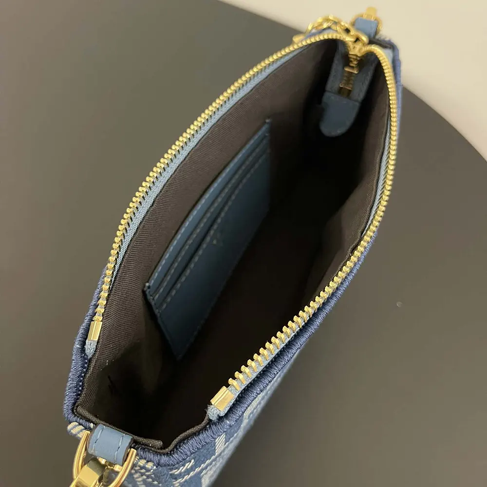 Fendi Women Baguette Pouch Blue Denim-effect FF Jacquard Charm Pouch with Chain - image 10