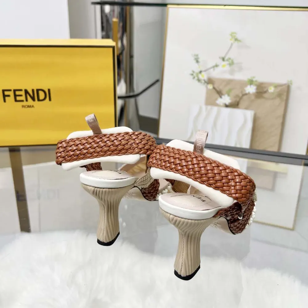 Fendi Women Colibrì Mesh and Braided Leather High-heeled Slingbacks - image 10