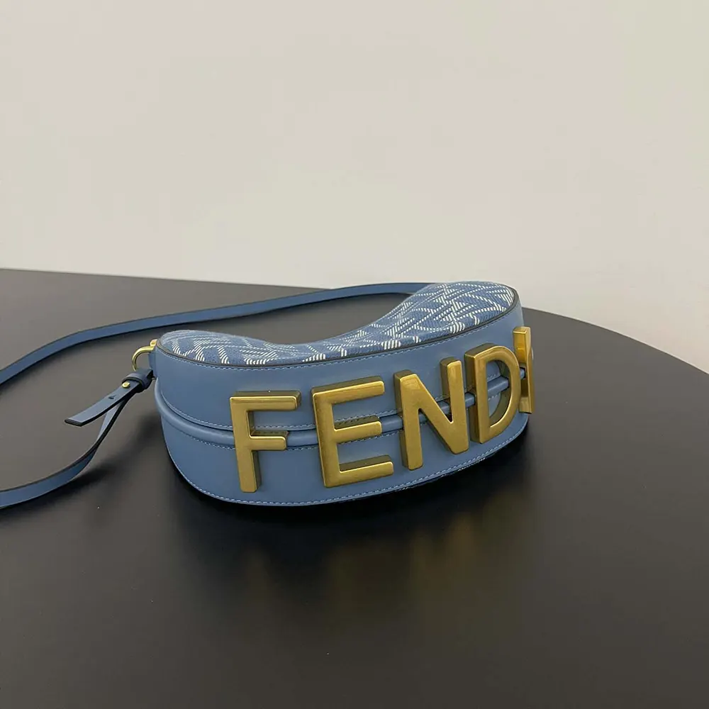 Fendi Women Fendigraphy Mini Blue Denim-effect FF Jacquard Mini-bag - image 5