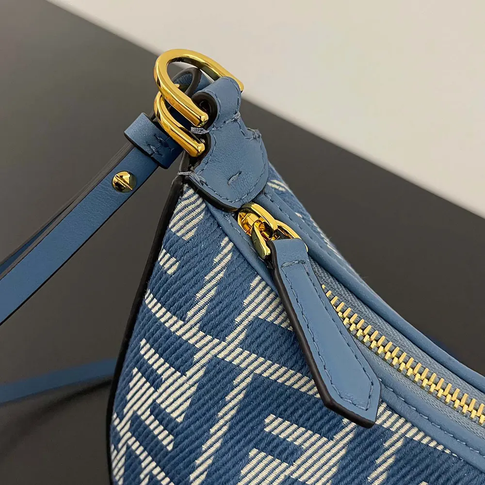Fendi Women Fendigraphy Mini Blue Denim-effect FF Jacquard Mini-bag - image 9