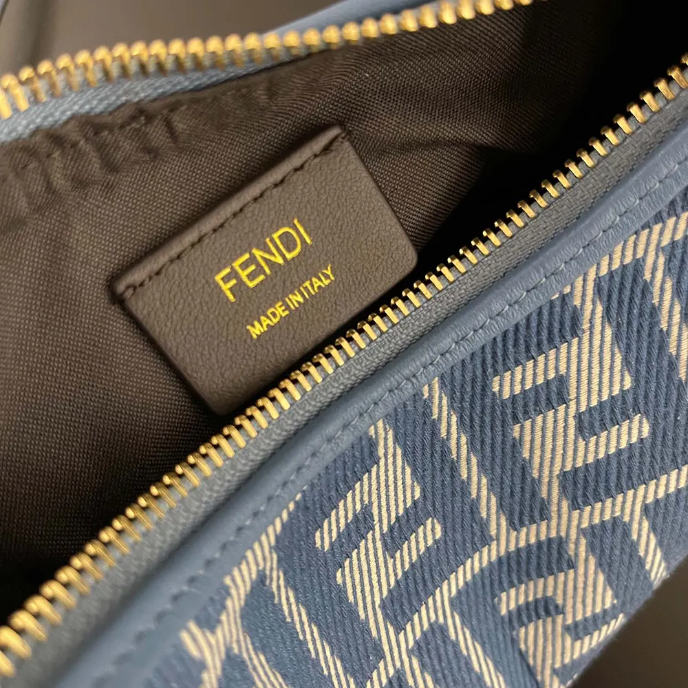 Fendi Women Fendigraphy Mini Blue Denim-effect FF Jacquard Mini-bag - image 7