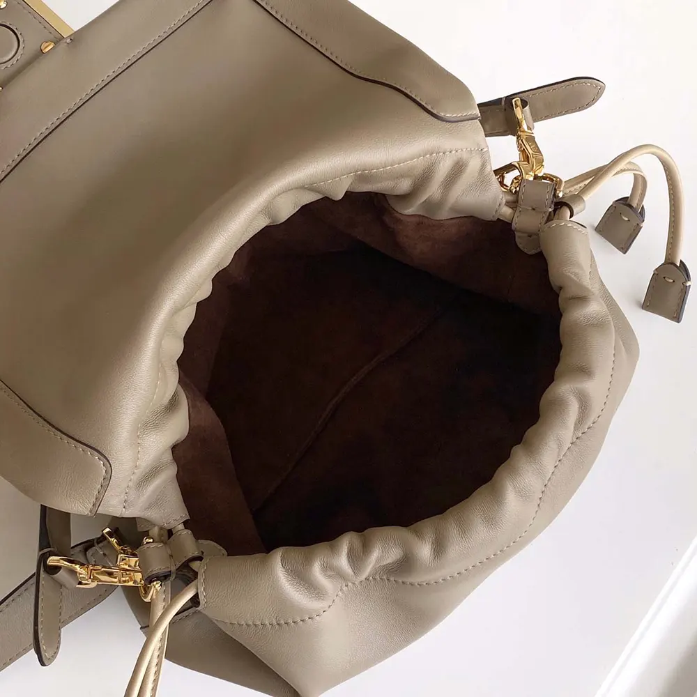 Fendi Women Mamma Baguette Medium Dove Gray Nappa Leather Bag - image 9