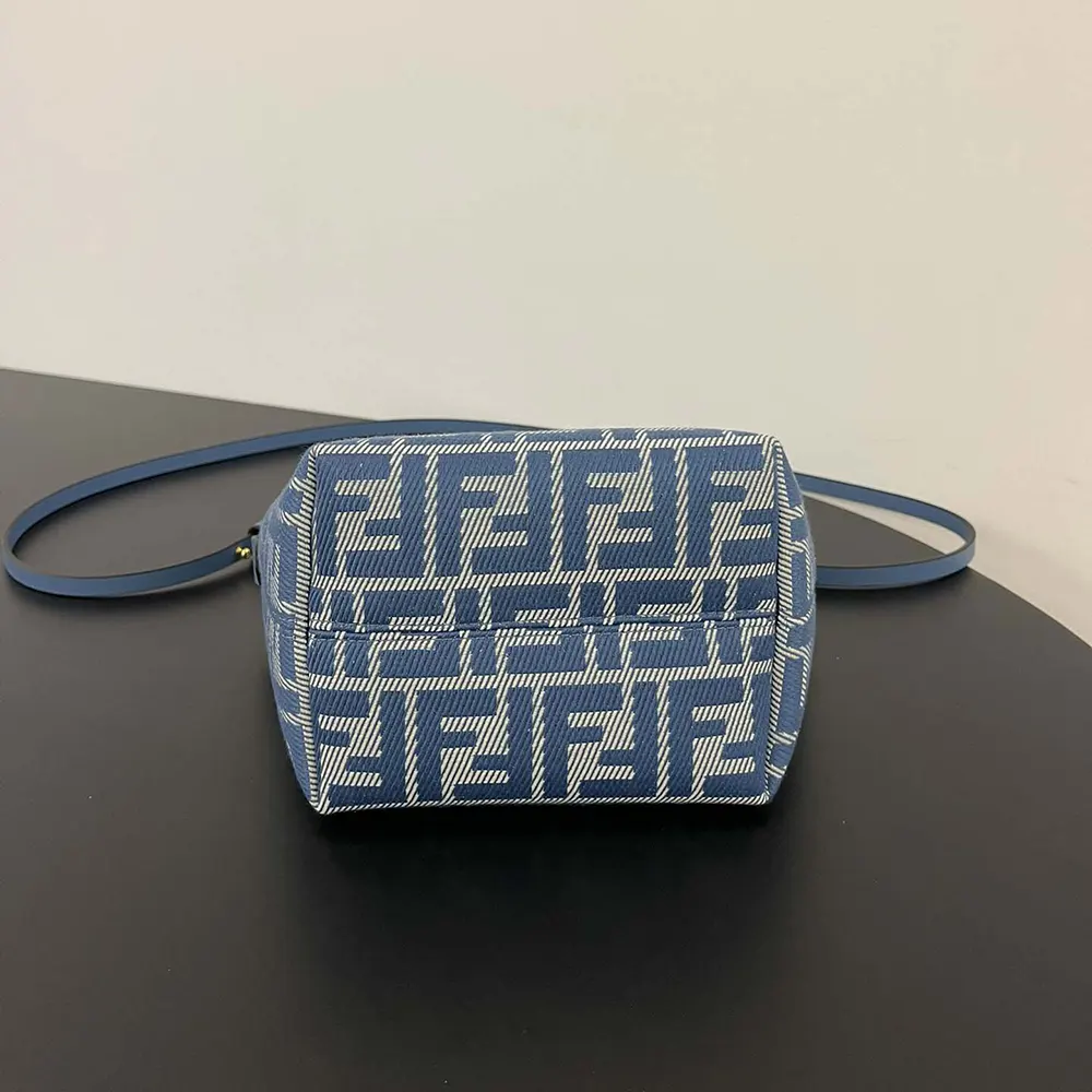 Fendi Women Roll Mini Blue Denim-effect FF Jacquard Mini-bag - image 4