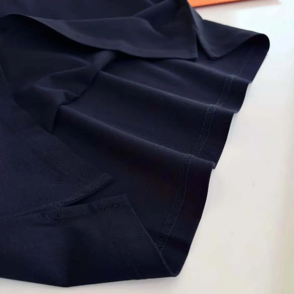 Hermes Men Polo Shirt with Pocket-Navy/Brown - image 4