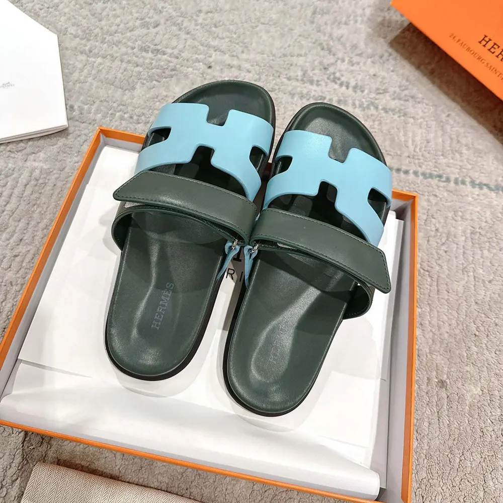 Hermes Unisex Chypre Sandal-Green/Blue - image 4