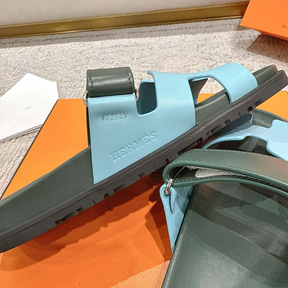 Hermes Unisex Chypre Sandal-Green/Blue - image 9