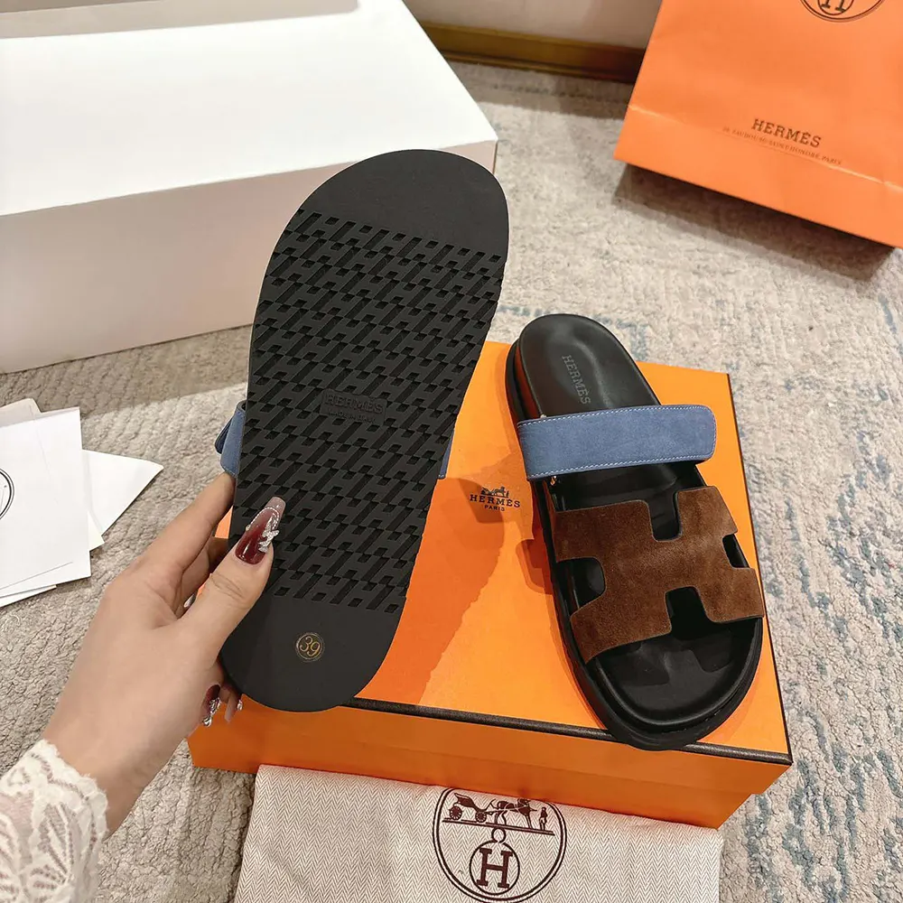 Hermes Unisex Chypre Sandal-Blue/Brown - image 10