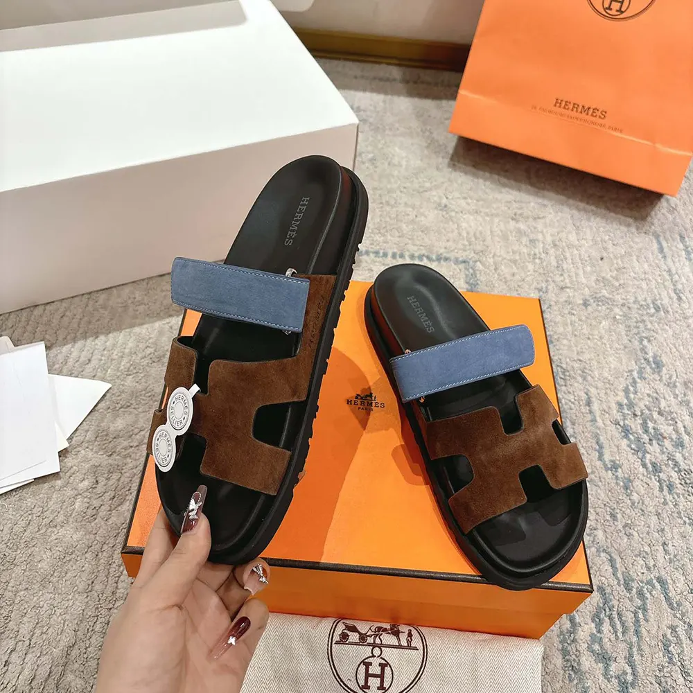 Hermes Unisex Chypre Sandal-Blue/Brown - image 6