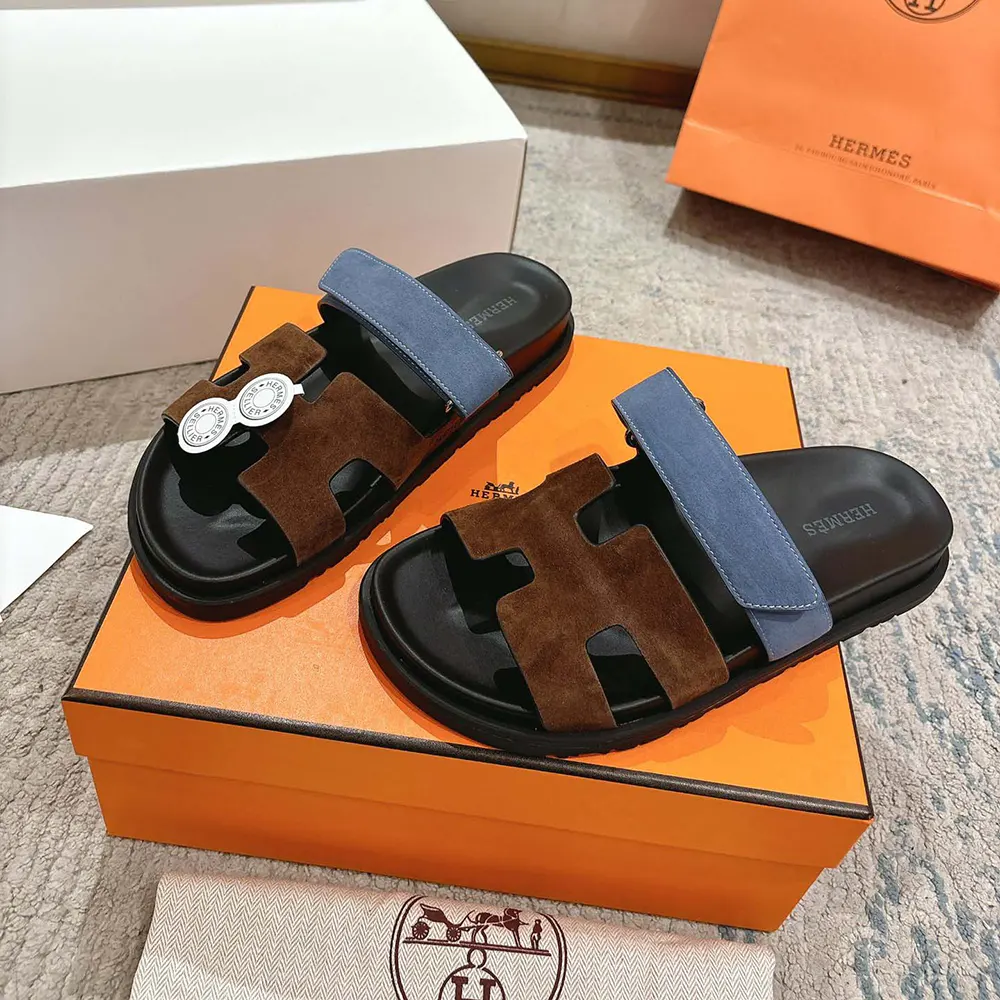 Hermes Unisex Chypre Sandal-Blue/Brown - image 5