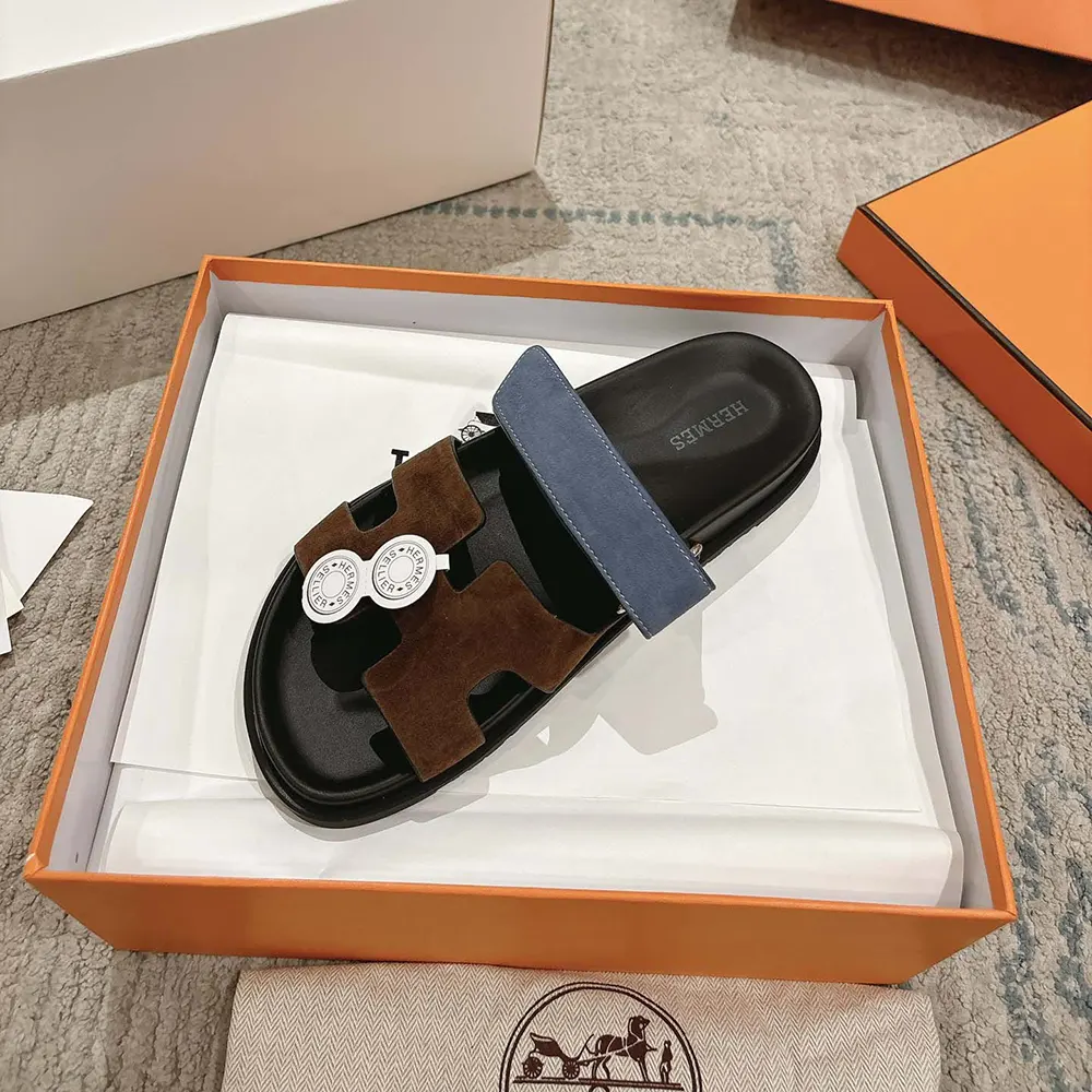 Hermes Unisex Chypre Sandal-Blue/Brown - image 7
