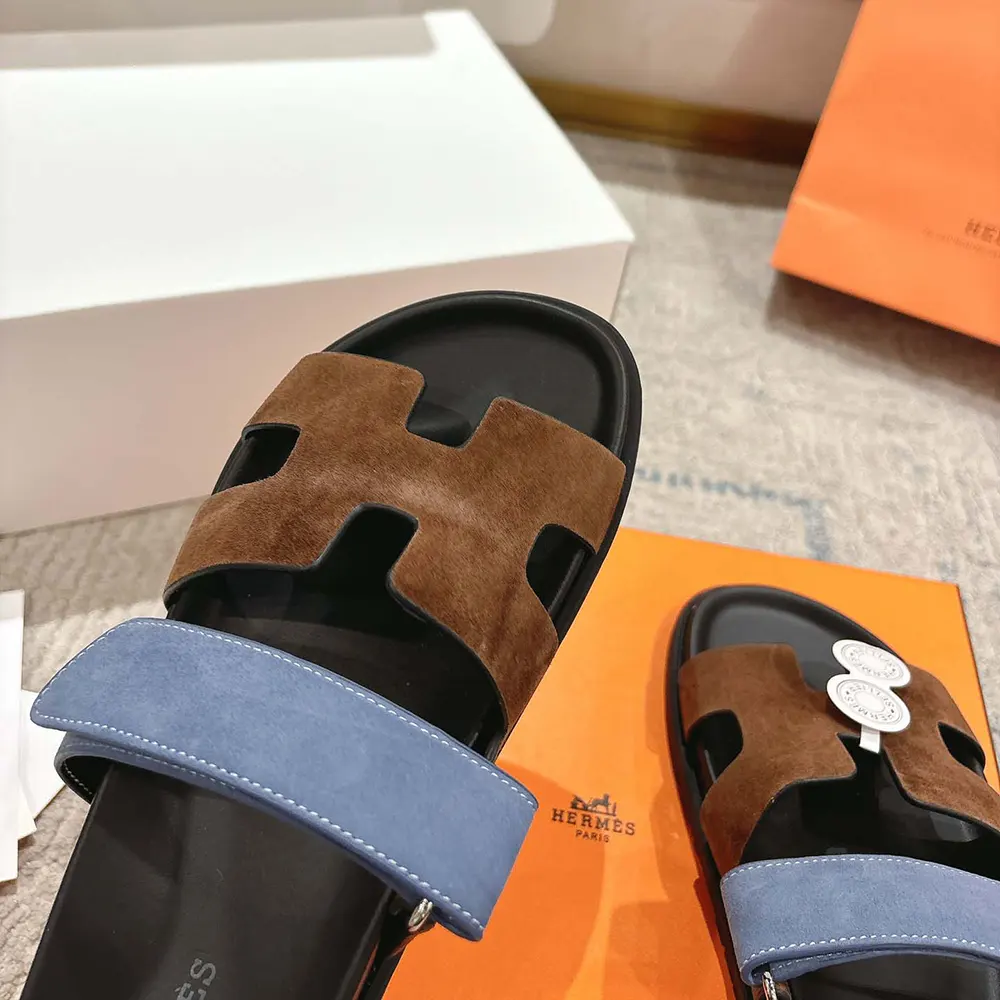 Hermes Unisex Chypre Sandal-Blue/Brown - image 8