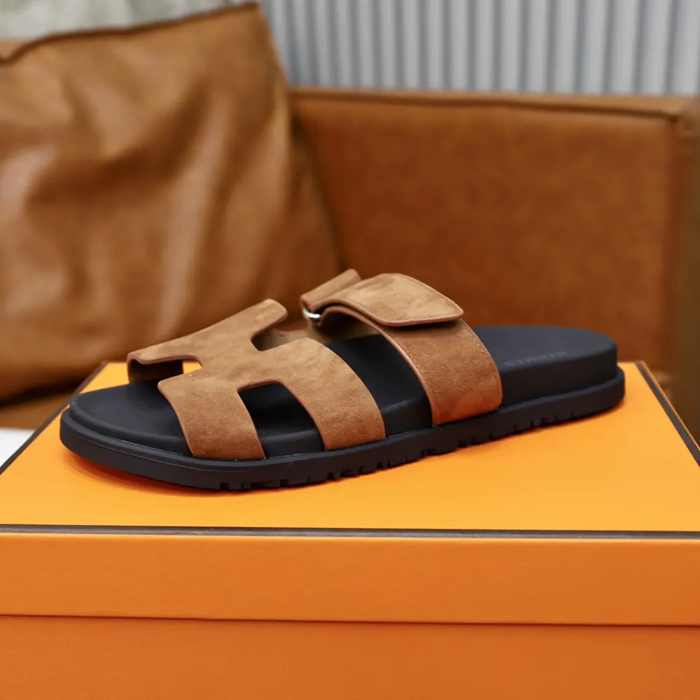 Hermes Unisex Chypre Sandal-Brown - image 8