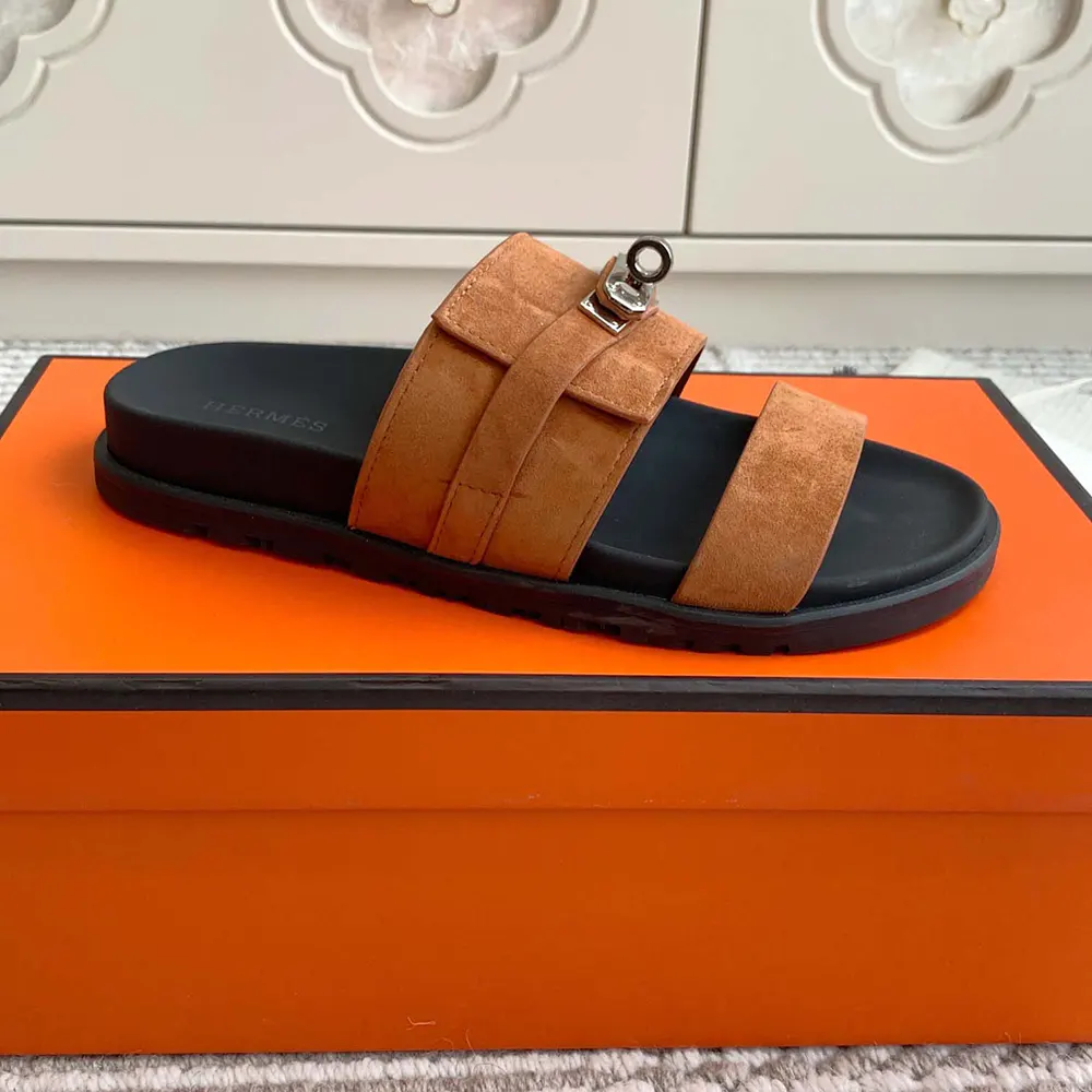 Hermes Unisex Jackson Sandal-Brown - image 4