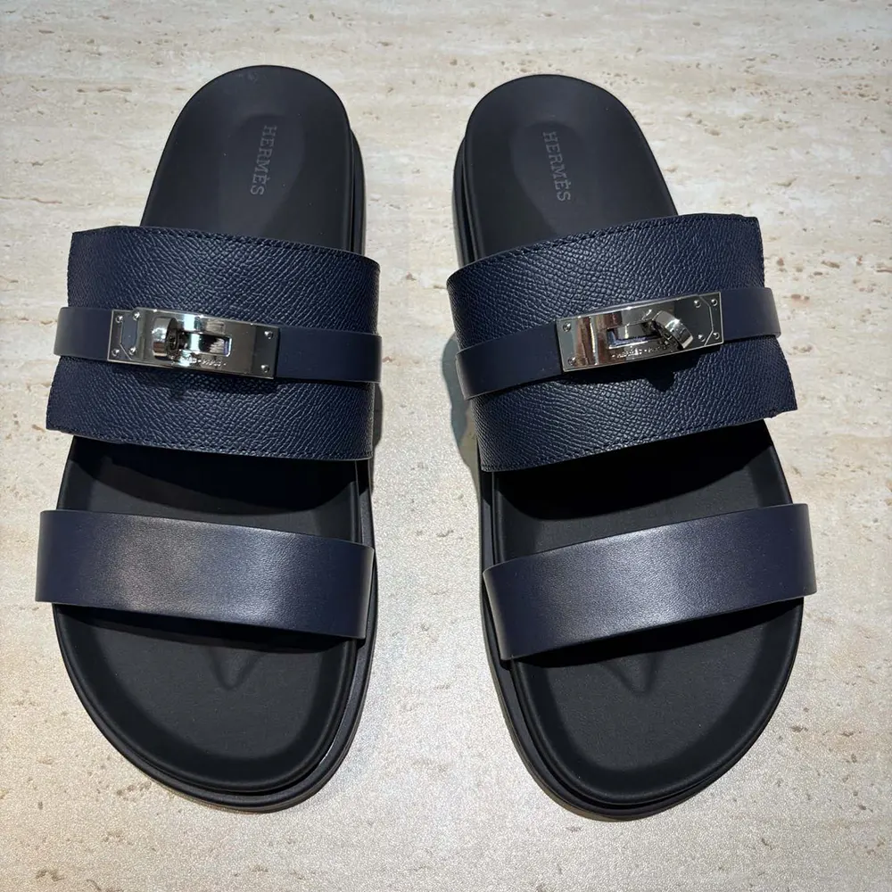 Hermes Unisex Jackson Sandal-Navy - image 4