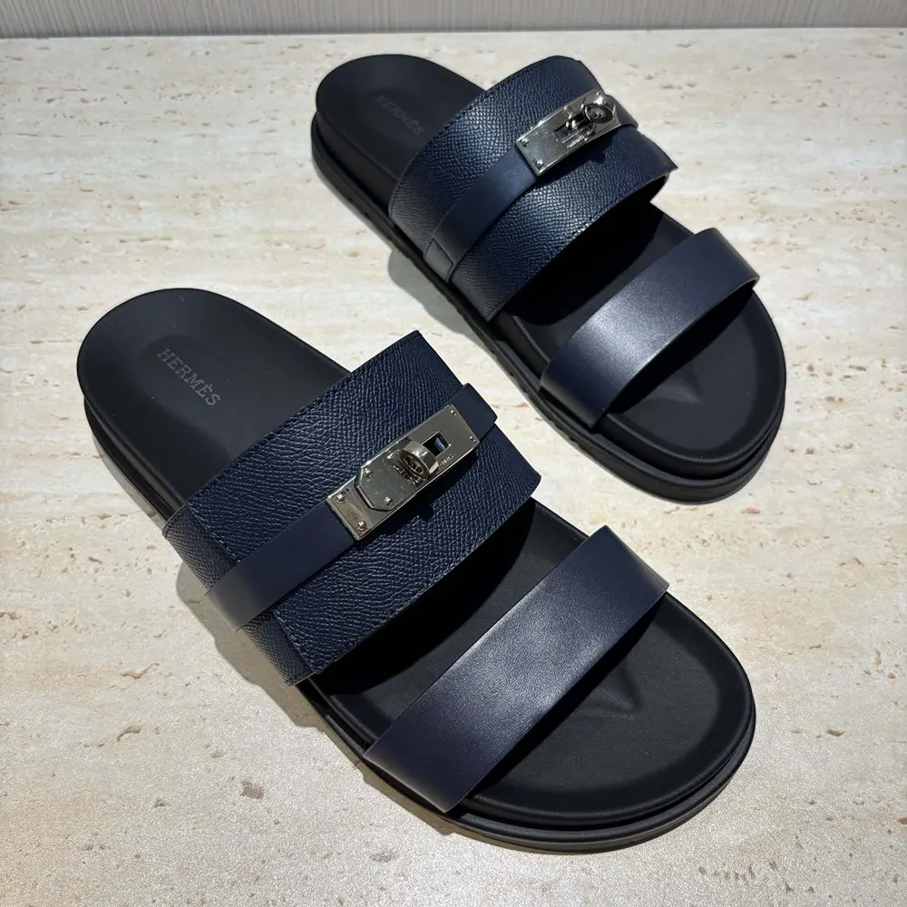 Hermes Unisex Jackson Sandal-Navy - image 5
