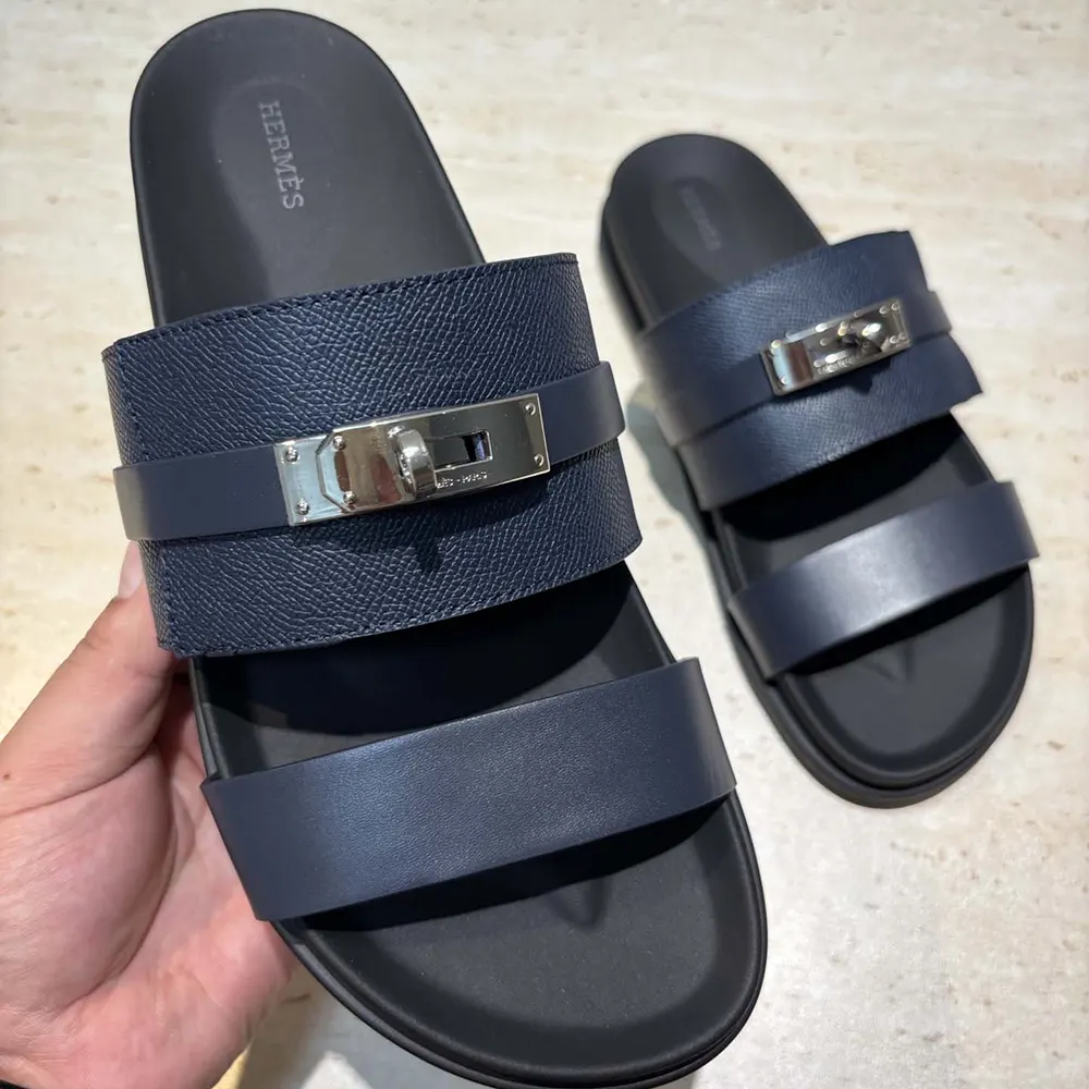 Hermes Unisex Jackson Sandal-Navy - image 6