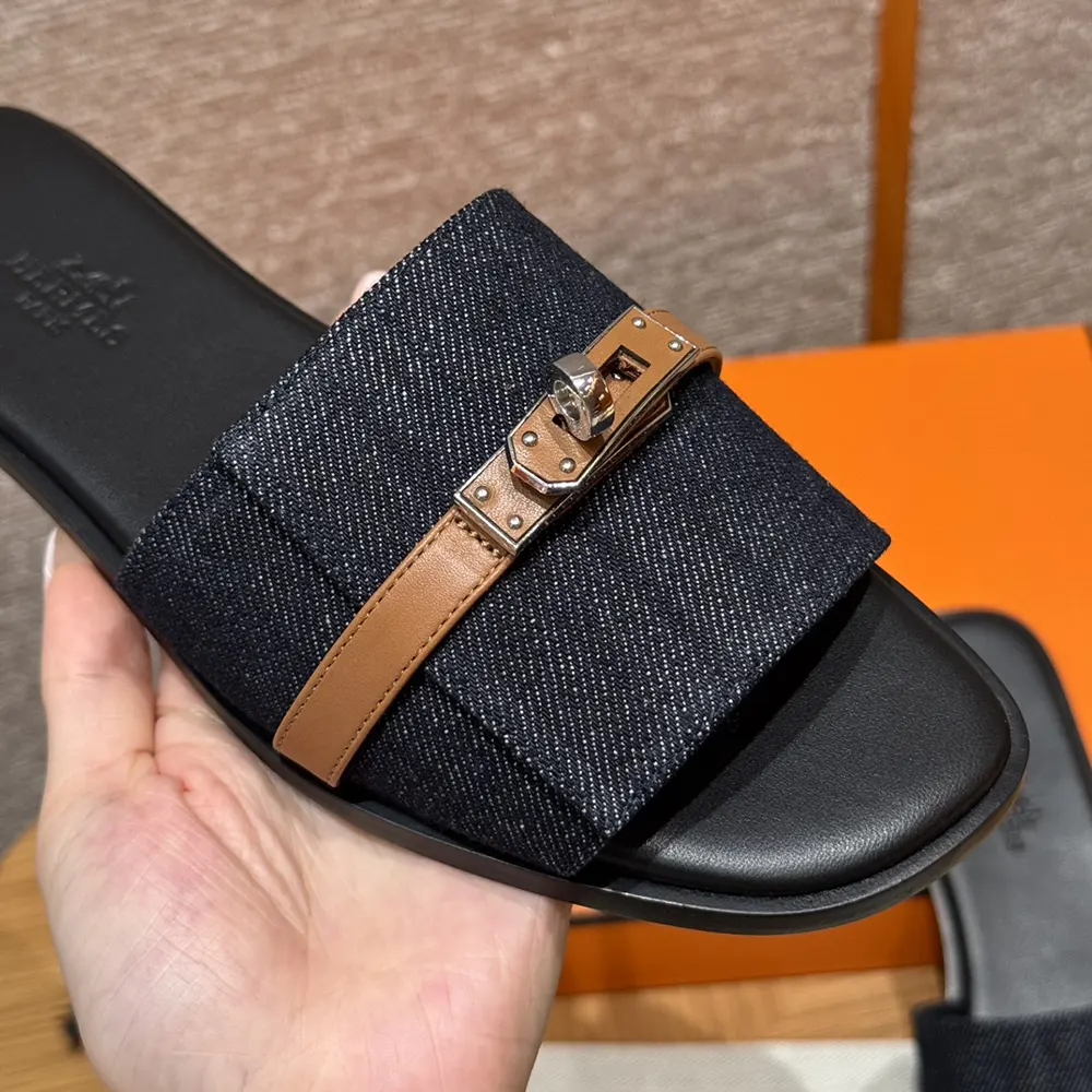 Hermes Women Giulia Sandal-Navy - image 4
