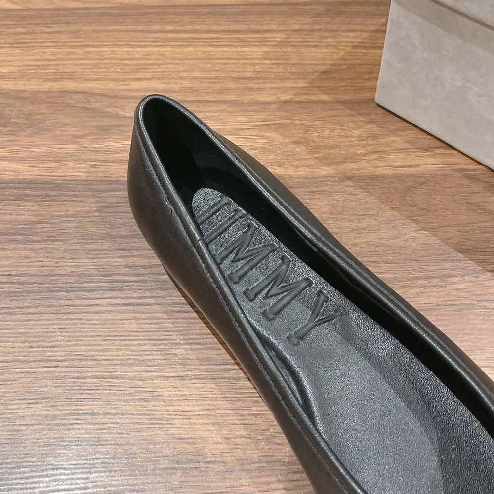 Jimmy Choo Women Elme Flat Black Nappa Leather Flats with Pearl Embellishment - image 9
