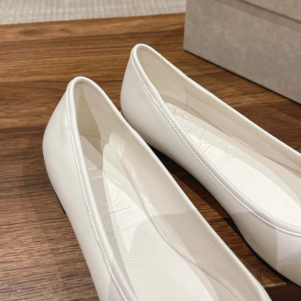 Jimmy Choo Women Elme Flat Latte Nappa Leather Flats with Pearl Embellishment - image 8