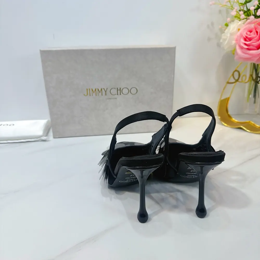 Jimmy Choo Women Isa 95 Black Mesh Paillette Pumps - image 10
