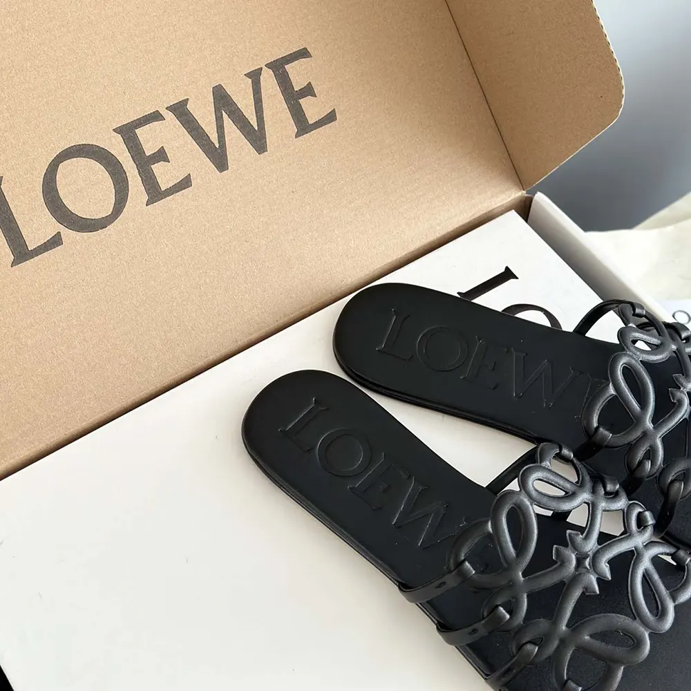Loewe Women Petal Anagram Slide in Soft Calfskin-Black - image 10