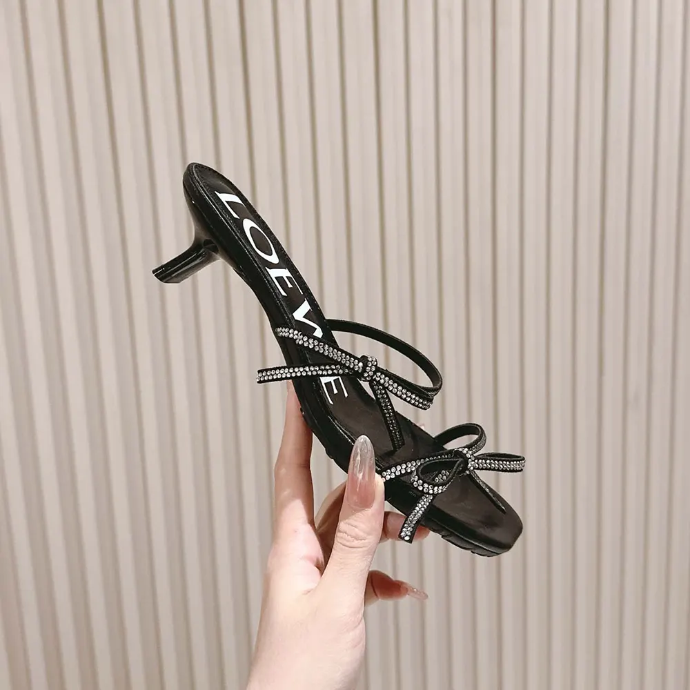 Loewe Women Petal Sandal in Suede and Rhinestones-Black - image 5