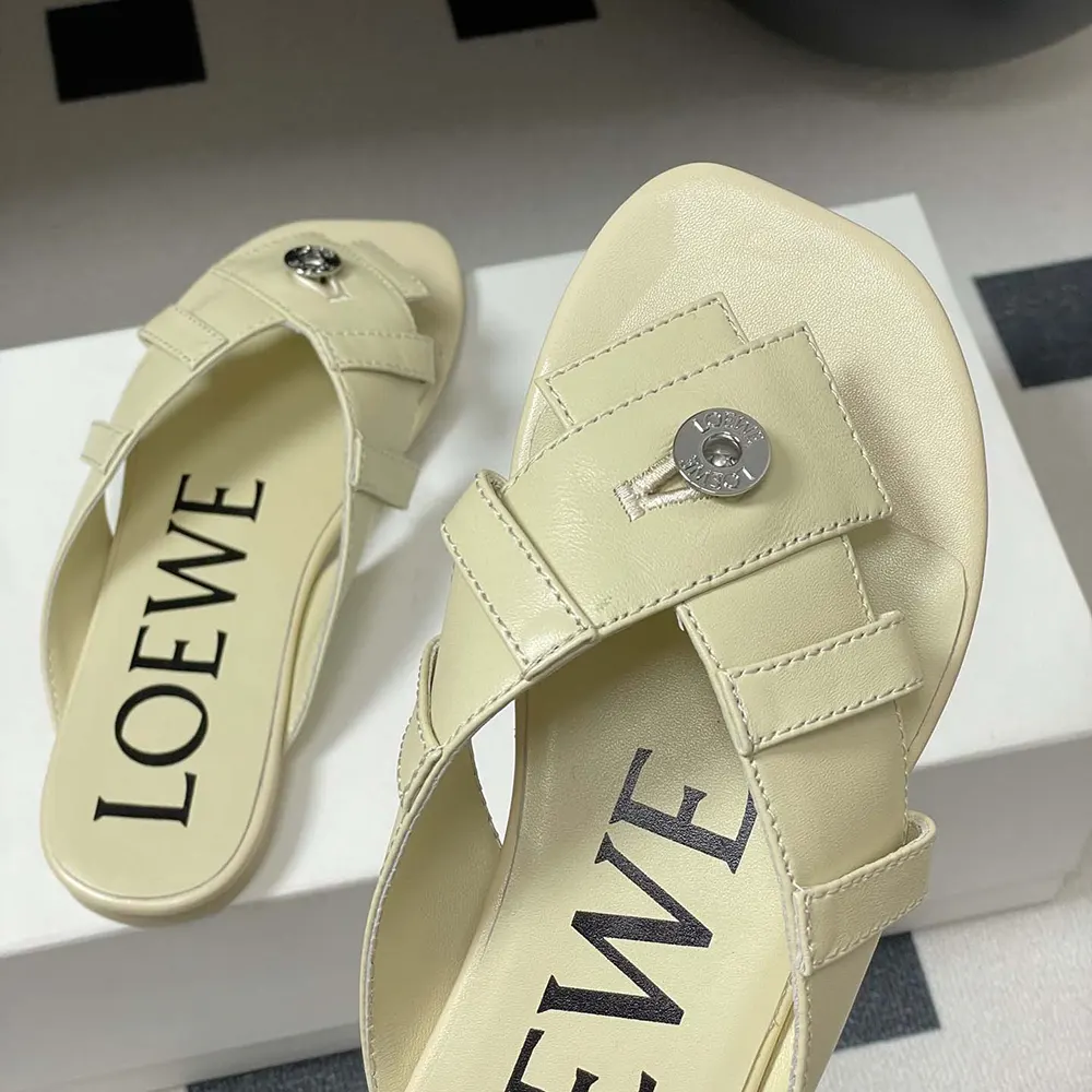 Loewe Women Toy Panta Toe Post Sandal in Lambskin-Beige - image 8