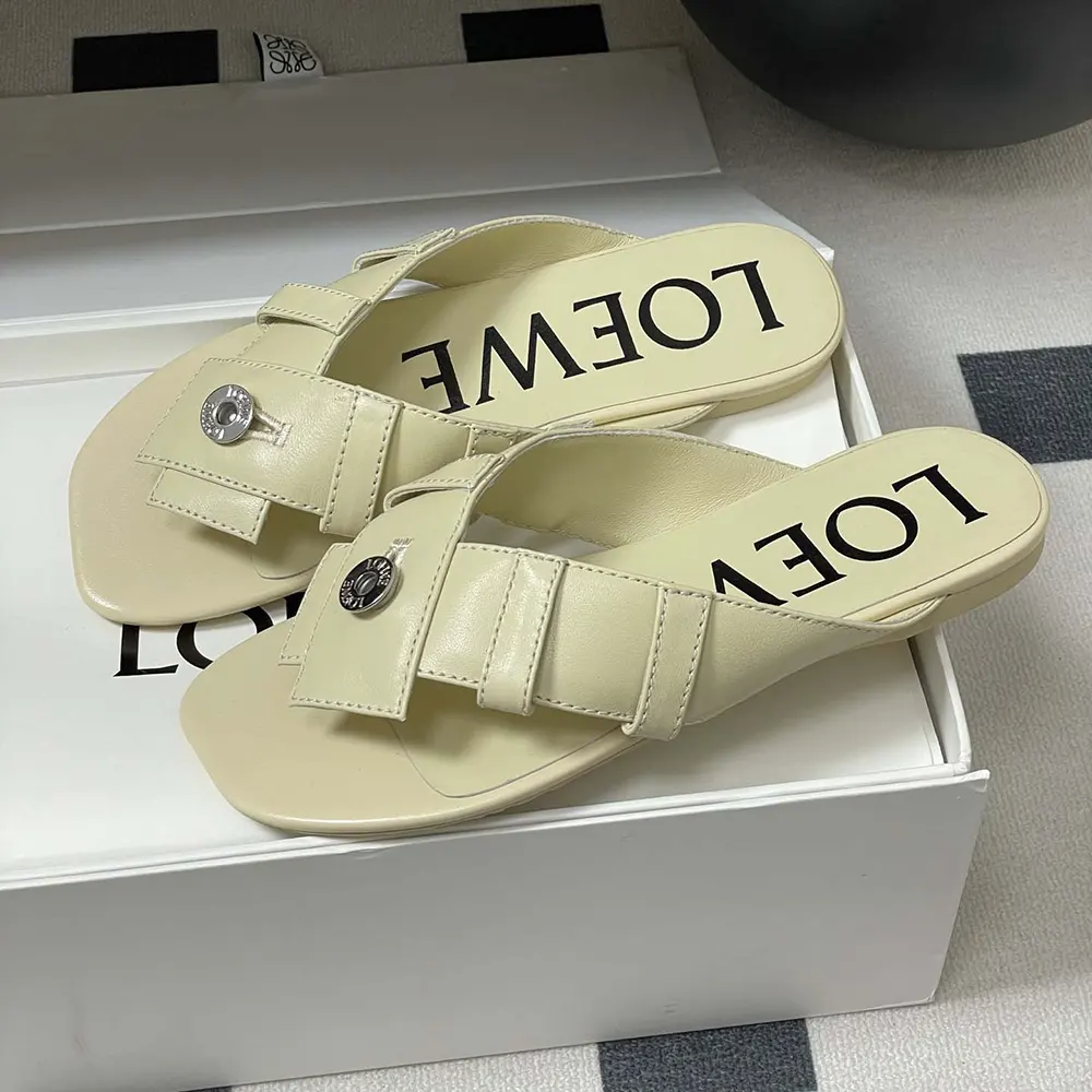 Loewe Women Toy Panta Toe Post Sandal in Lambskin-Beige - image 6