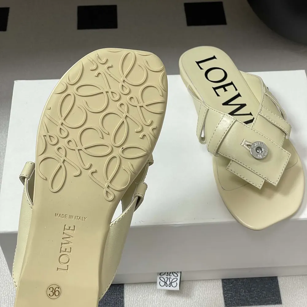 Loewe Women Toy Panta Toe Post Sandal in Lambskin-Beige - image 10