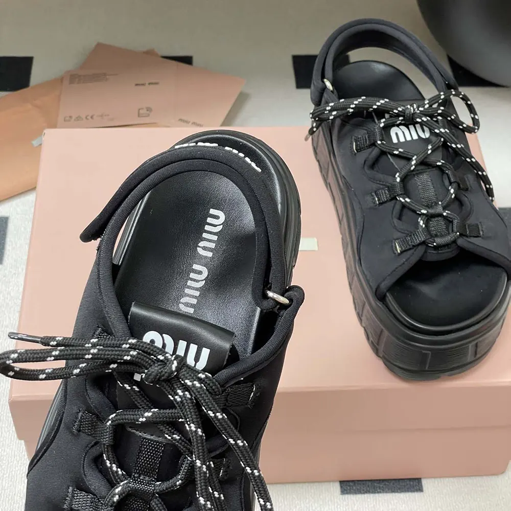 Miu Miu Women Chunky Neoprene Sandals - image 9