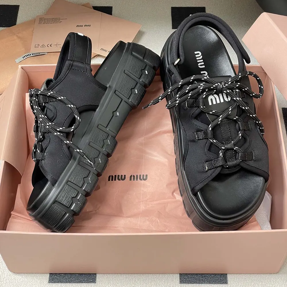 Miu Miu Women Chunky Neoprene Sandals - image 6