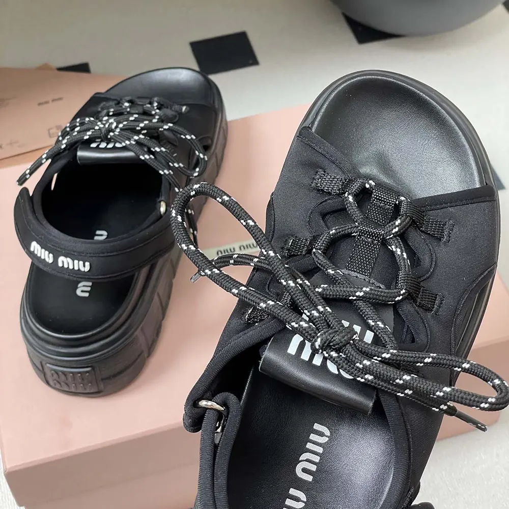 Miu Miu Women Chunky Neoprene Sandals - image 8