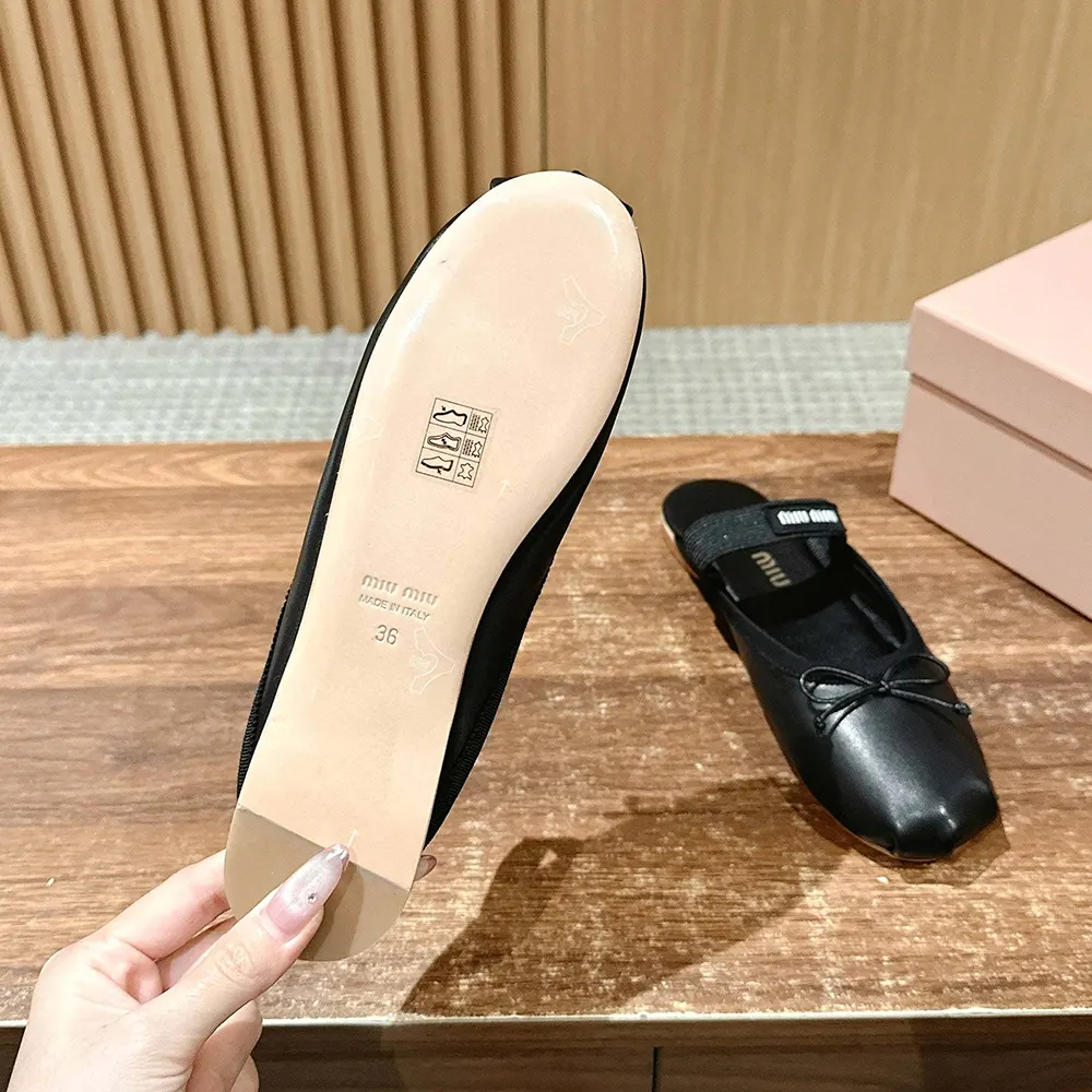 Miu Miu Women Leather Ballerina Mules-Black - image 10