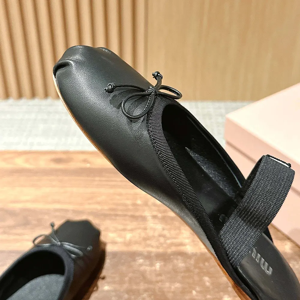 Miu Miu Women Leather Ballerina Mules-Black - image 7